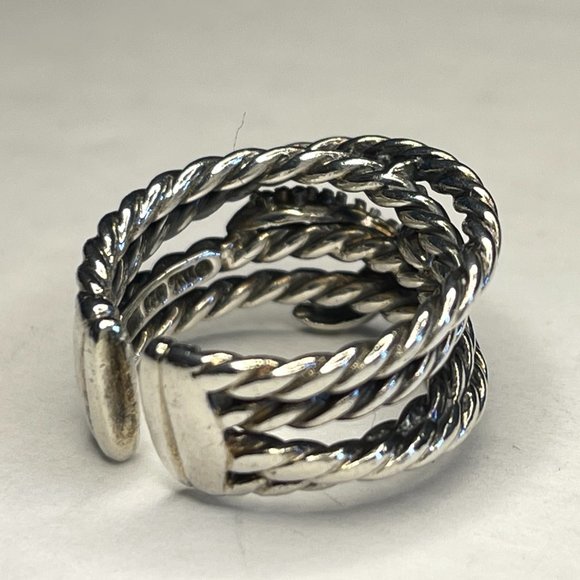 DAVID YURMAN Expandable Crossover X Silver Diamond Ring DY227 - Picture 6 of 10